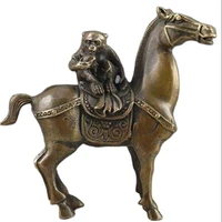 china vintage brass handwork hammered the monkey riding horse lucky statue