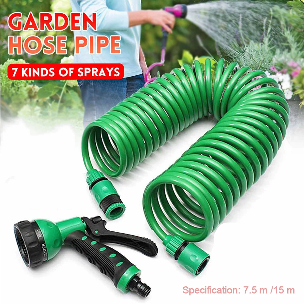 

7.5M/15M Retractable Coil Magic Flexible Garden Water Hose For Car Hose Pipe Plastic Hoses Garden Watering With Spray Guns