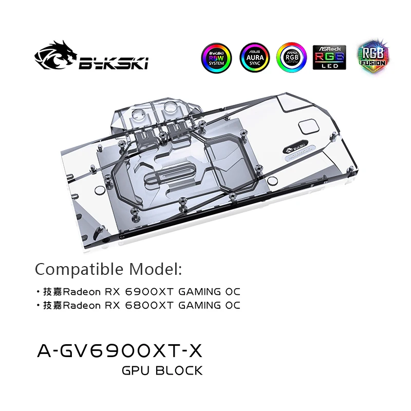 

Bykski Water Block use for GIGABYTE RX6900XT GAMING OC/RX6800XT GAMING OC GPU Card / Full Cover Copper Radiator Block