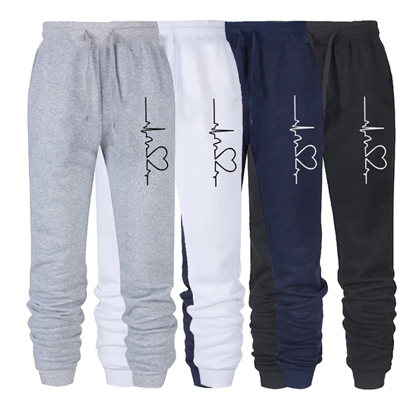 Loose Joggers Wide Women Men Elastic Waist Sports Pants Print Trousers Couple Leisure Streetwear Unisex Solid Sweatpants | Спорт и
