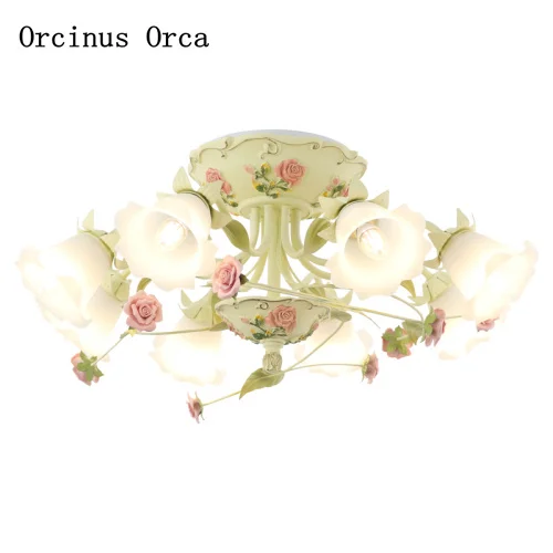 Роскошная белая Полимерная потолочная лампа во французском стиле романтическое