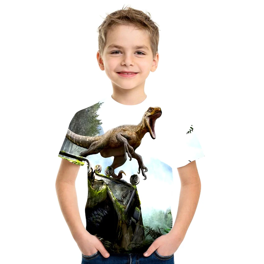 Футболка детская с 3d принтом головы динозавра и Мир Юрского периода | Детская