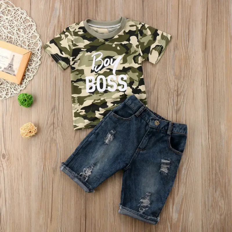 

Футболка и штаны Pudcoco, для мальчиков, джинсовые, 2019