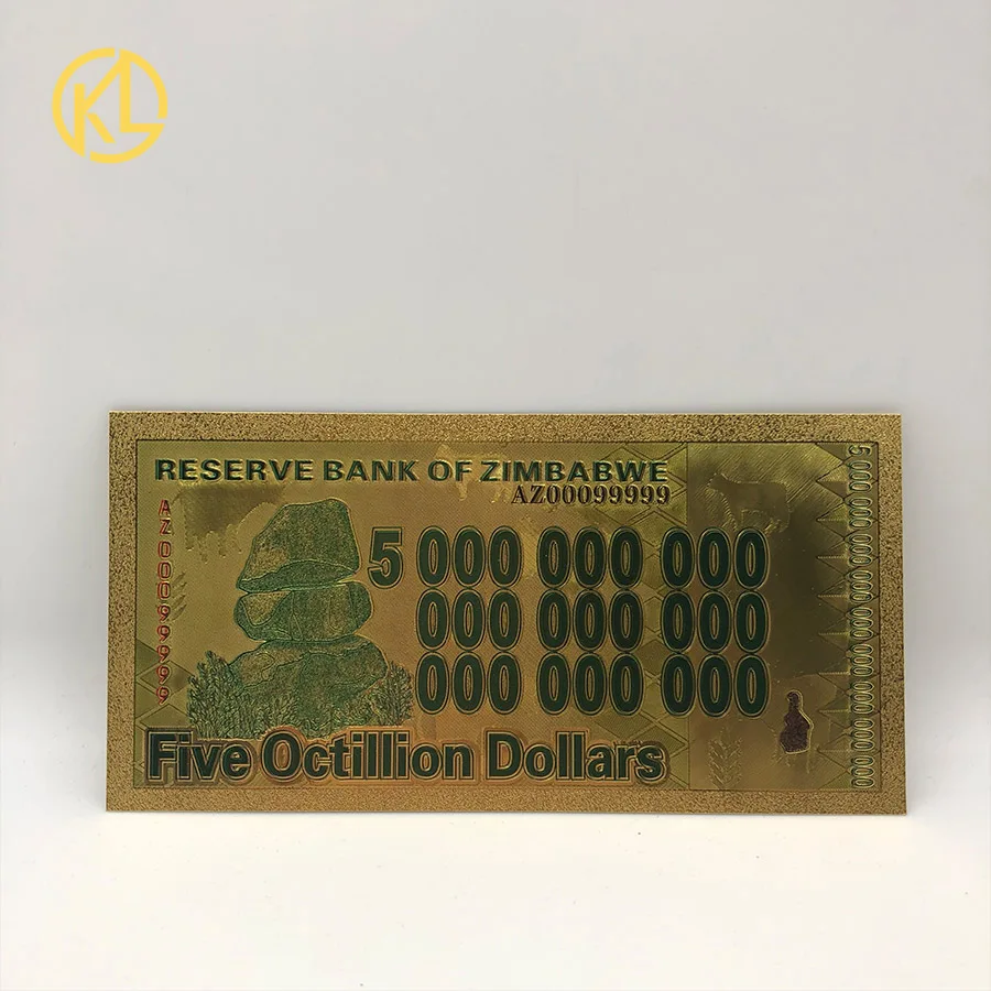 1 5 коробок оптовая продажа пятидолларовая банкнота Зимбабве Золотая 24K с
