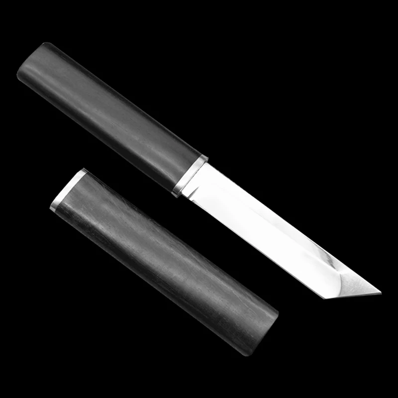 ToughKeng D2 стальной нож японский нож, 58-60HRC черное дерево РУЧКА Танто самообороны самурайский прямой нож