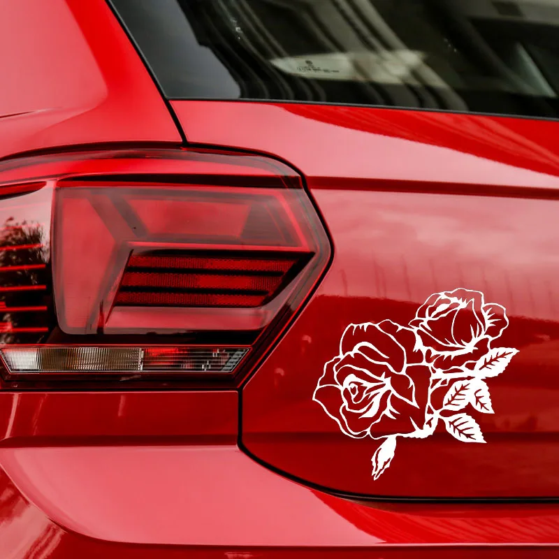 

Car Stickers Rose Flower Romantic Creative PVC Car Decoration Accessories Decals Waterproof Sunscreen Black/white,18cm*17cm