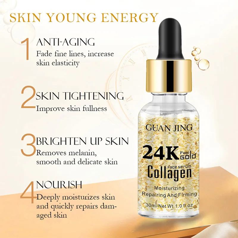 

24k Collagen Face Serum Moisturizing Firming Skin Smooth Fine Lines Anti-aging Gold Essence Skin Care Hot Selling