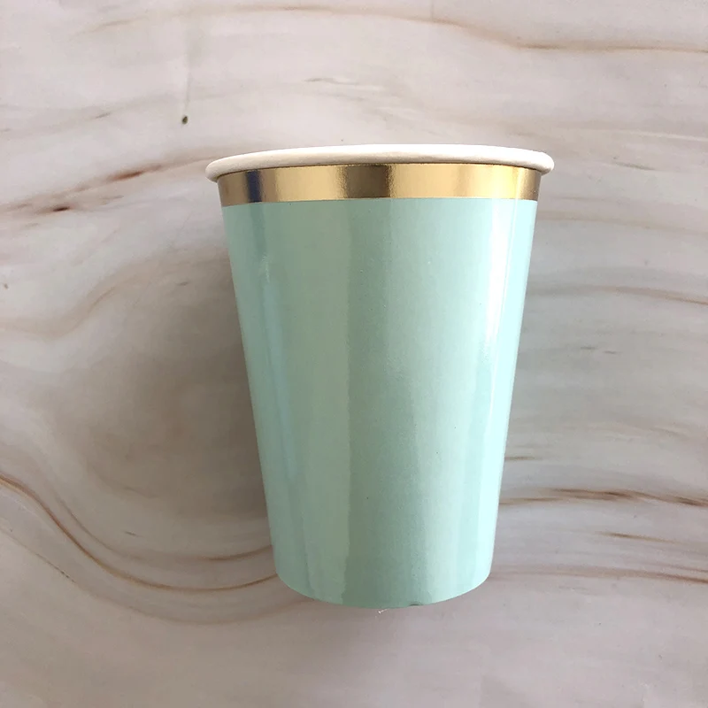 Одноразовая посуда зеленые Мятные золотые салфетки вечерние бумажные тарелки