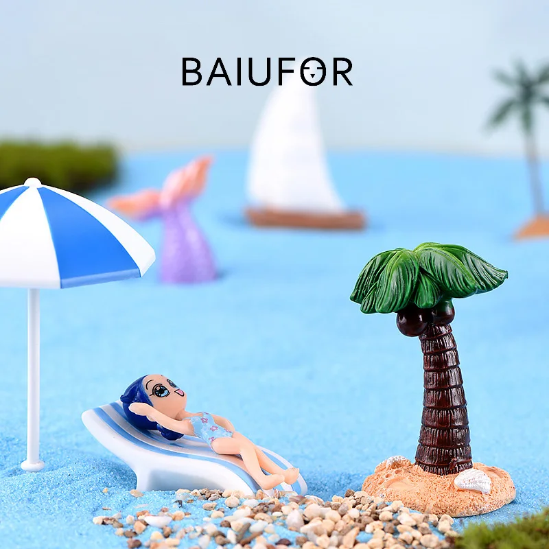 Миниатюрный Дельфин-Русалка BAIUFOR лодка маяк кокосовое дерево декор Морского