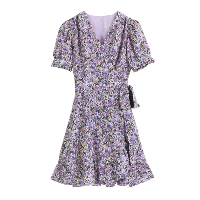 Женское кружевное платье с оборками элегантное тонкое фиолетового цвета