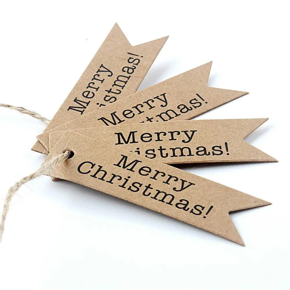 100 шт./компл. с Рождеством крафт-бирки 10 м веревкой как Рождественское украшение