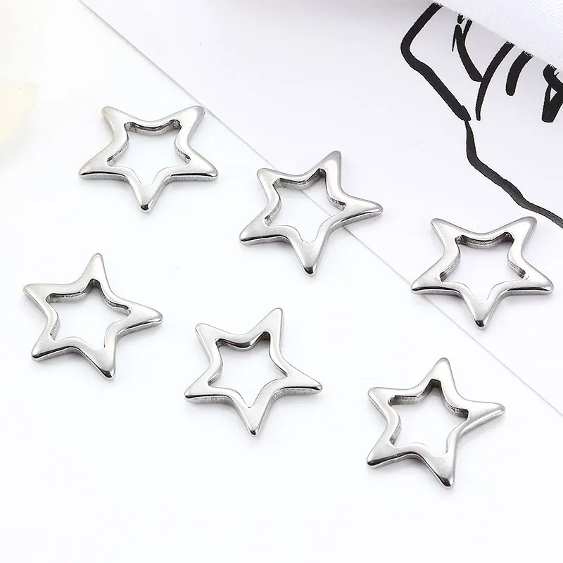 

10pcs/lot Stainless Steel Tiny Star Charms Connectors for DIY Bracelet Earring Jewelry Making Supplies Accessories Wholesale