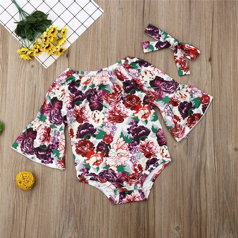 Детский комбинезон с длинным рукавом и повязкой на голову|Боди для малышек| |