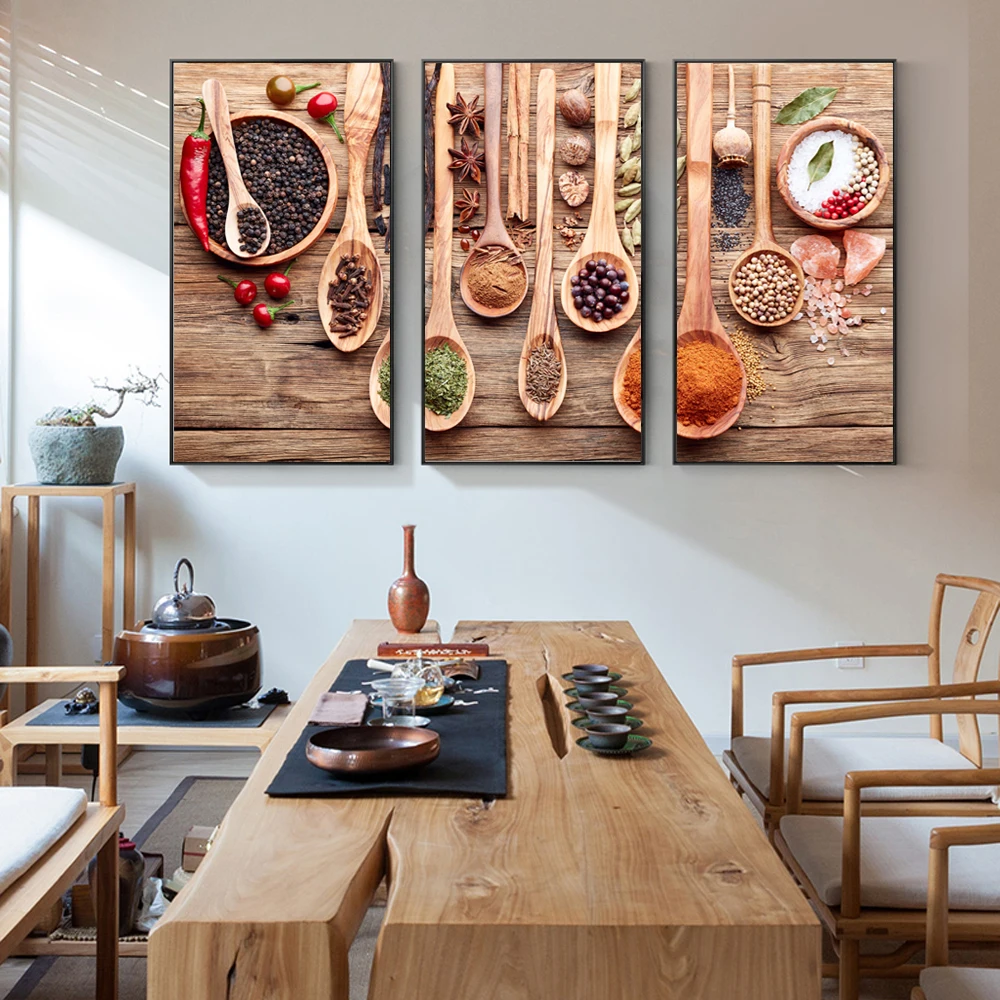 

3 Panels Condiments In The Kitchen Wall Art Canvas Prints Still Life Modular Pictures For Kitchen Room Wall Posters And Prints