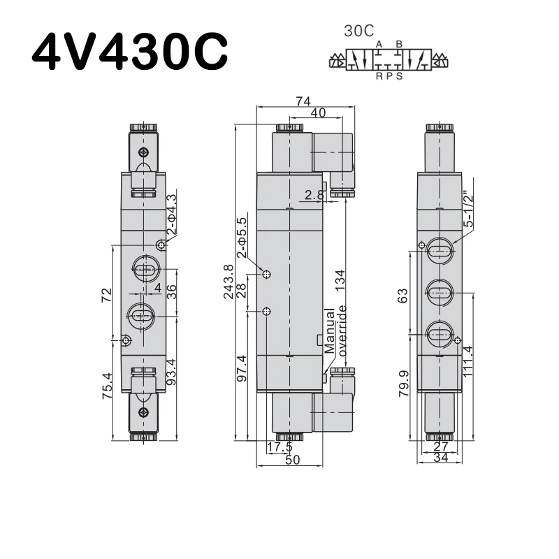 4V130C 06 4V230C 08 4V330C 10 4V430C 15 высококачественные 2 позиционные 5 портовые воздушные