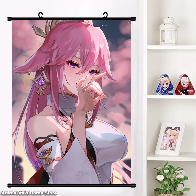 

HOT Anime Game Genshin Impact Yae Miko HD Wall Scroll Roll Print Painting Poster Home Decor Collectible Art Gift 60*90 cm