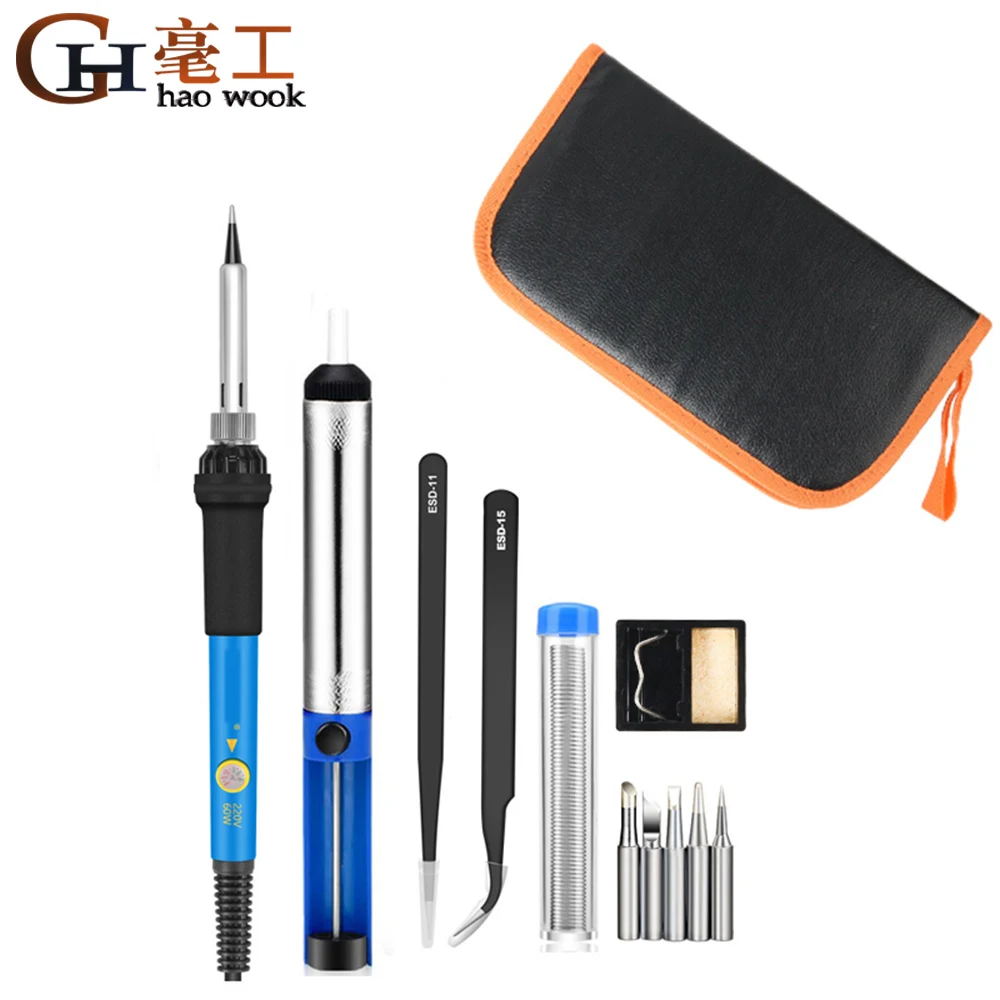 

Электрический паяльник 60 Вт 110 В/220 В ЕС, США, сварочный паяльник с регулируемой температурой + набор из 5 наконечников для паяльника, сварочны...