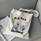 Японская Повседневная Холщовая Сумка Ulzzang для женщин, винтажная милая сумочка для девушек в стиле ins, панк, с мультяшными надписями, вместительная сумка на плечо в стиле Харадзюку