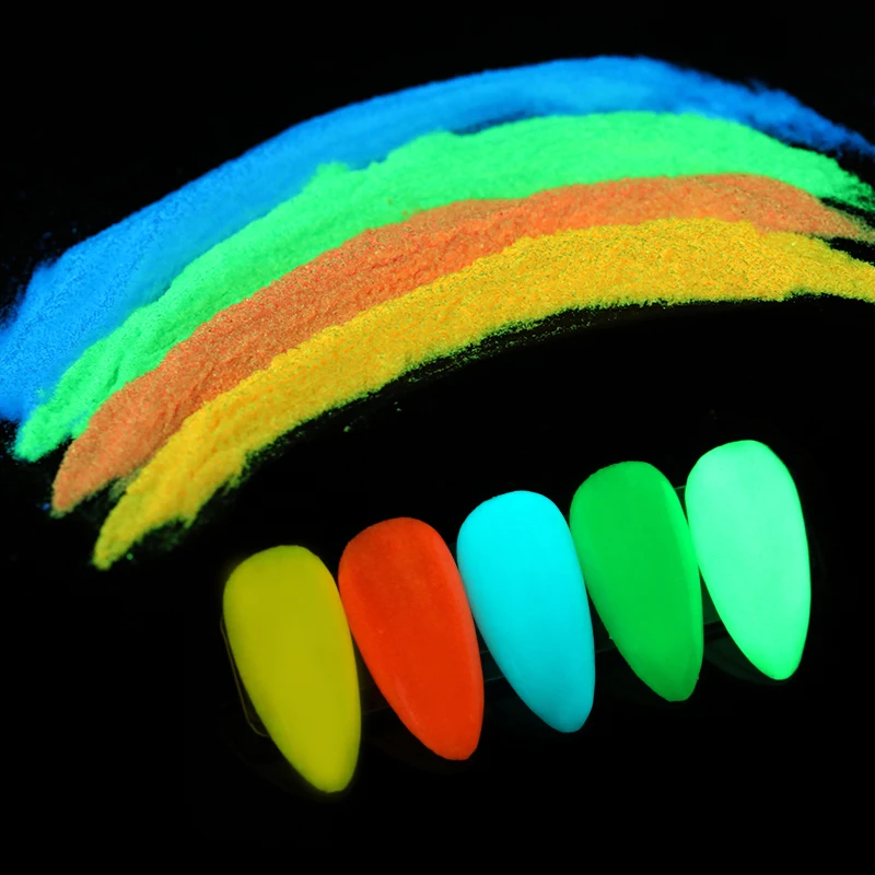 Fluorescent Sugar Nail Powder Neon Phosphor Colorful Art Glitter Pigment Longest Lasting 3D Glow Luminous Dust Decorations | Красота и
