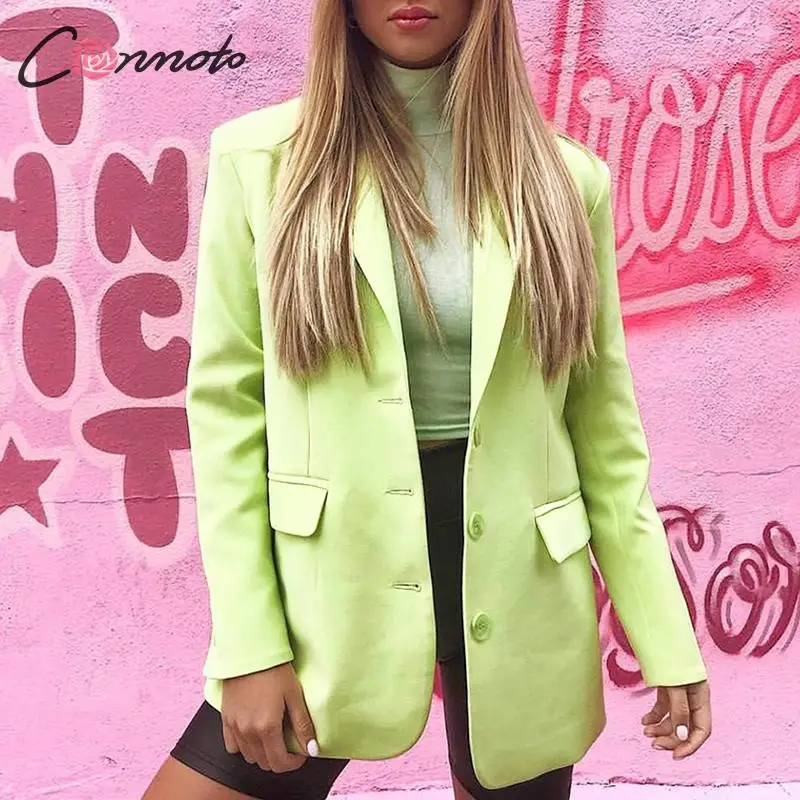 Conmoto/осень-зима 2019 модный Женский блейзер с карманами однотонные зеленые