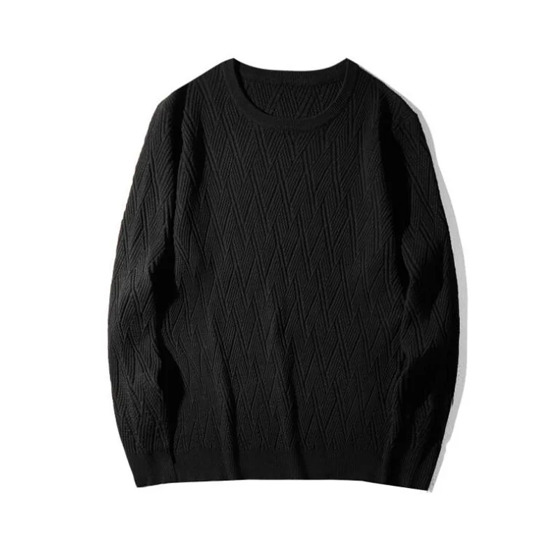 

Plush-size sweater autumn fashion men's plus fat plus round collar solid color handsome versatile casual pullover knit top