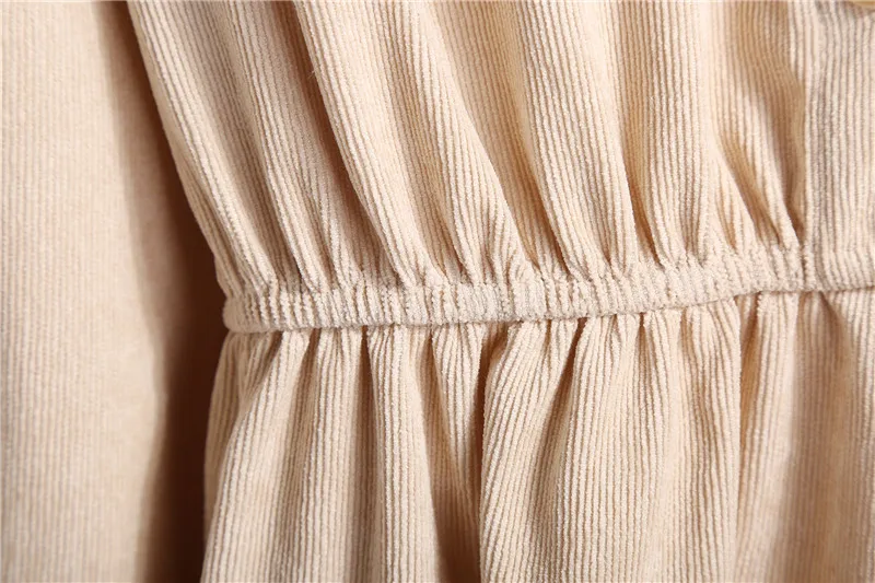 Осенне-зимнее женское вельветовое платье однотонное vestidos mujer винтажное повседневное однобортное платье трапециевидной формы с воротником-стойкой и длинными рукавами