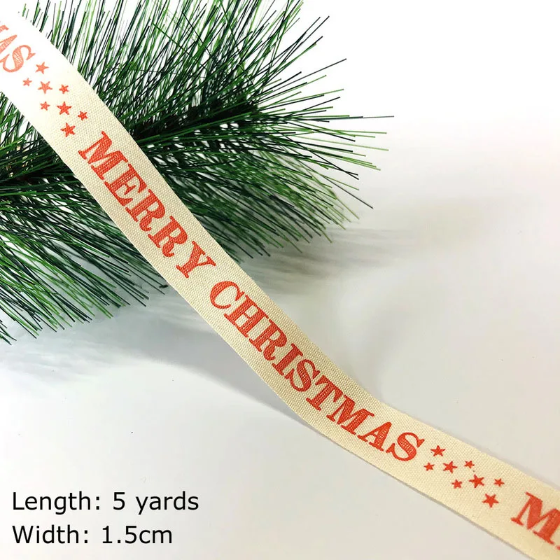 Merry Christmas 5 ярдов олень хлопок лента Счастливого Рождества Снежинка хлопковые ленты для украшения рождества рукоделие Подарочная упаковка швейная лента - Цвет: Merry Christmas