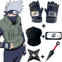 5pcs set anime naruto cosplay kakashi accessories gloves kunai headband mask ninja uchiha mittens action figure stuff kids toy