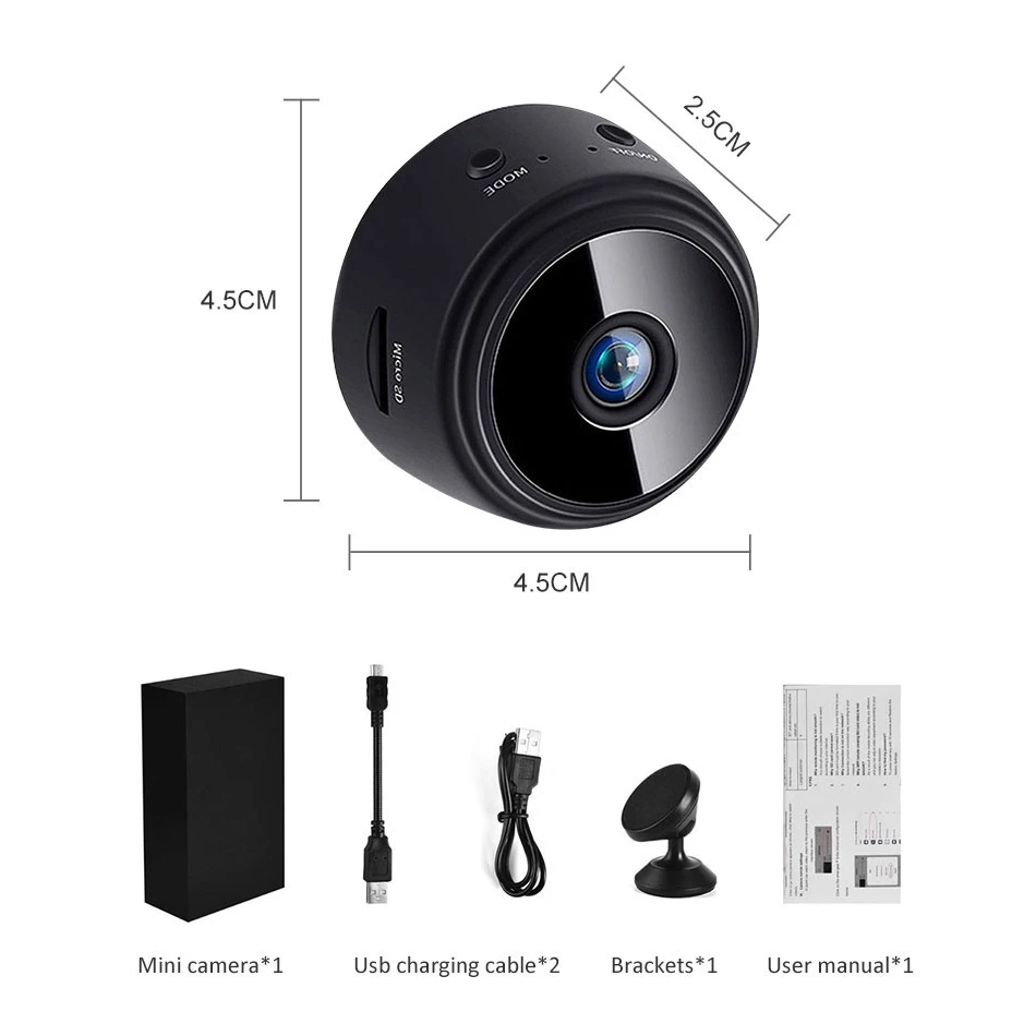 Мини-камера видеонаблюдения A9 4K 1080P Wi-Fi P2P ночное видение | Безопасность и защита