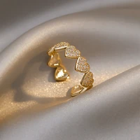 2021 new inlaid zircon peach heart design fashion personality exaggerated adjustable index finger ring for women elegant jewelry