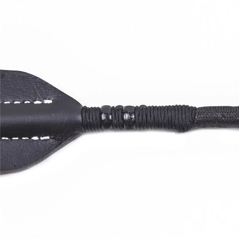 

45 / 53cm Leather Riding Sports Goods Anti Slip Handle Black Whip