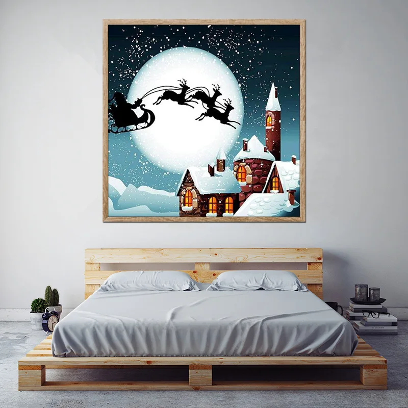 Рукоделие 5D Diy бриллиантовый рисунок Рождество Декор Картина круглая Алмазная