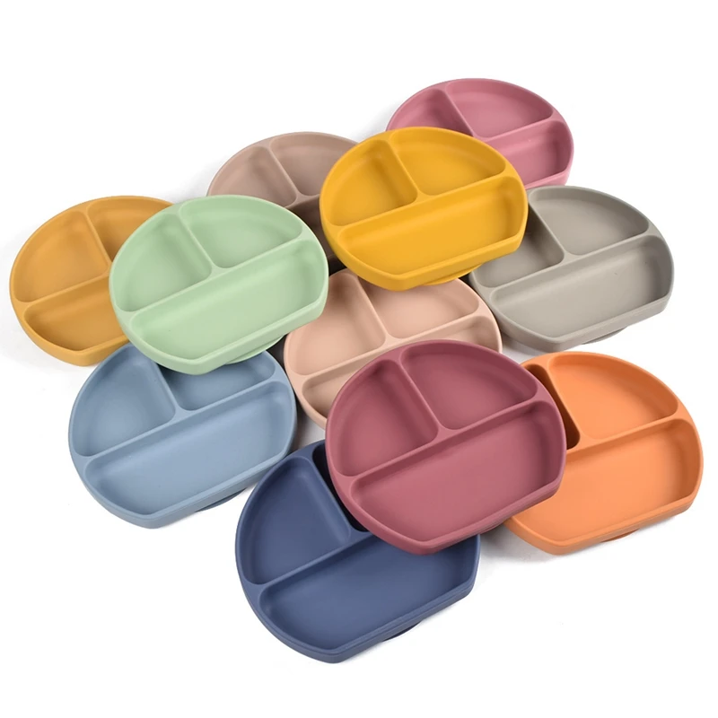 

1set Silicone Children's Dishes Baby Silicone Sucker Bowl Baby Fork Spoon Dinner Plate Tableware Set Baby Feeding Kids Plate