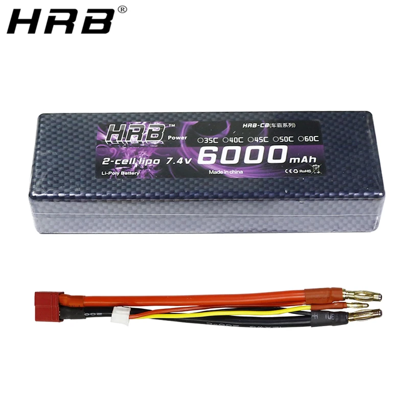 HRB 2S 7 4 V 6000mah 60C Lipo Battery Deans T XT60 XT90 EC5 to 4mm банан Жесткий Чехол для Traxxas TRX4 детали