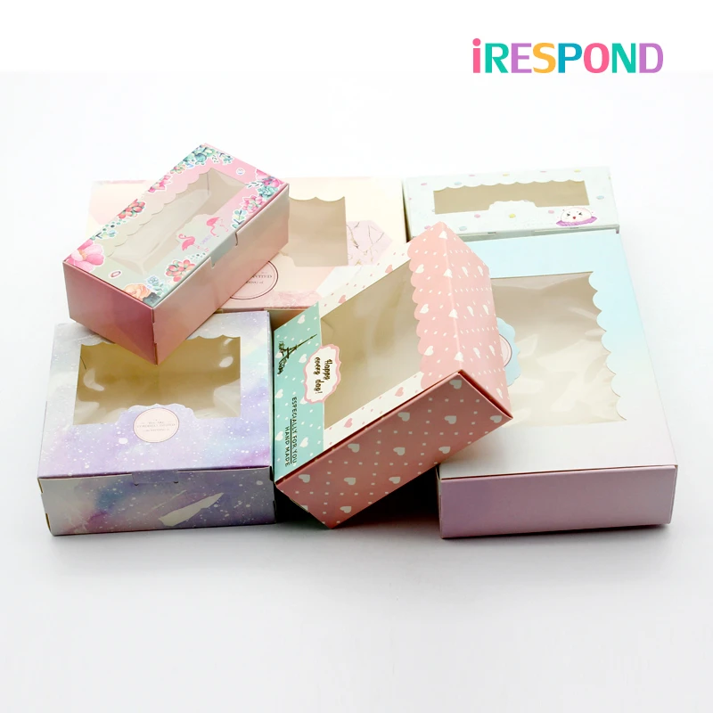 

50PCS Gift Box With Window Marble Flamingo Rose Candy Bag Wedding Paper Boxes For Packaging Food Cookies Kid Unicorn Party Favor