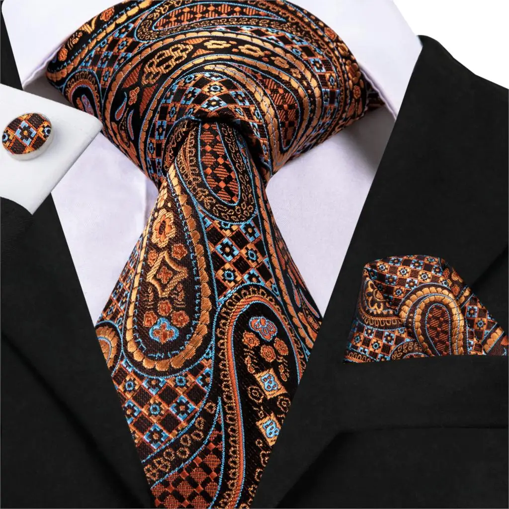 C-3078 Hi-Tie шелк Пейсли синие мужские галстуки Свадебная вечеринка роскошный галстук синий галстук-бабочка платок запонки набор модные галстуки для мужчин - Цвет: C-3078