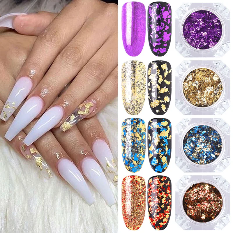 1 коробка нерегулярные блестки красочные сверкающие фиолетовый желтый порошок