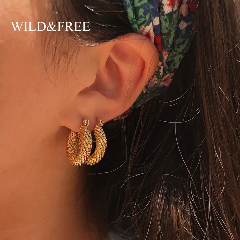 Женские сережки-Кольца Wild &amp Free круглые сережки-кольца золотого цвета в стиле