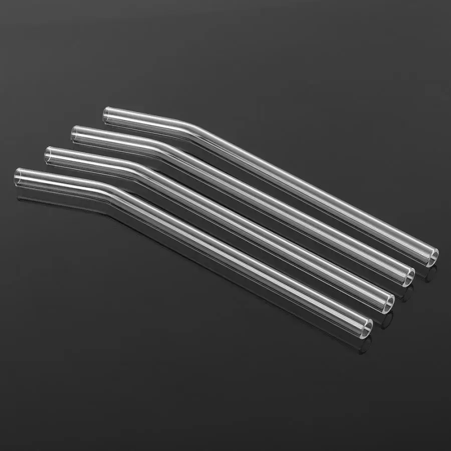 Портативная прозрачная термостойкая стеклянная соломинка для питья с чистящей