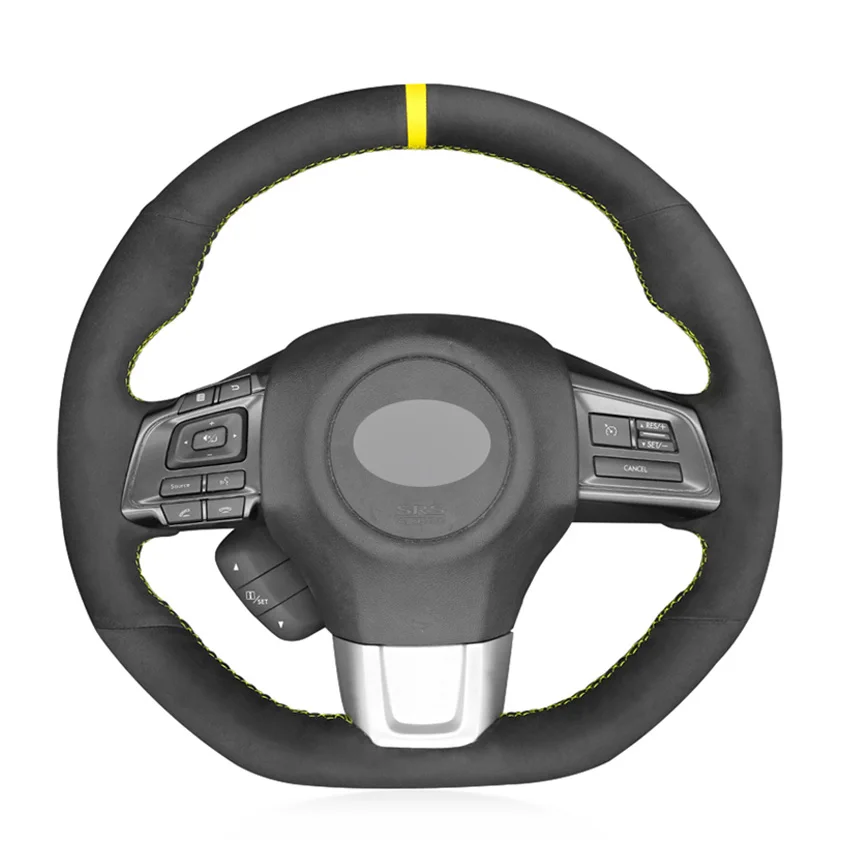 

Маркер ручной работы, черный, замшевый, желтый, чехол рулевого колеса автомобиля для Subaru WRX (STI) 2015-2019, Levorg 2015-2019