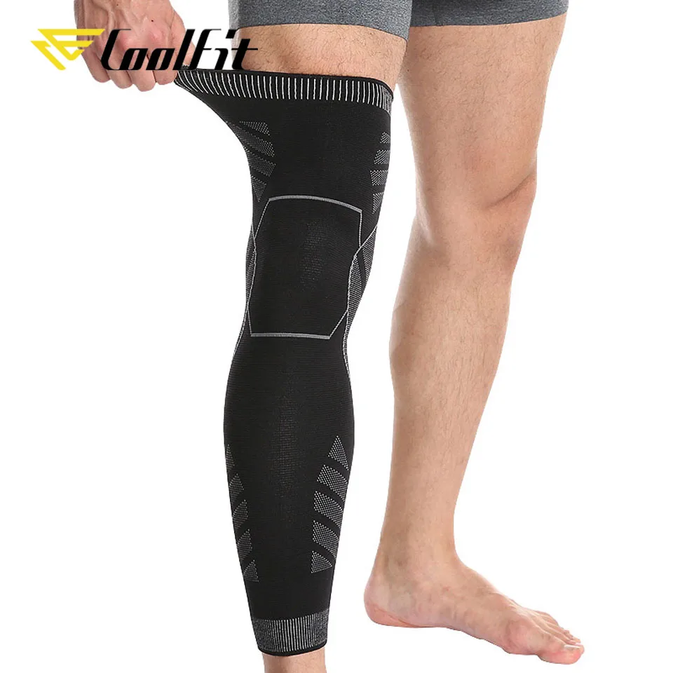 Эластичный тканый бесшовный фиксатор колена CoolFit длинный компрессионный рукав