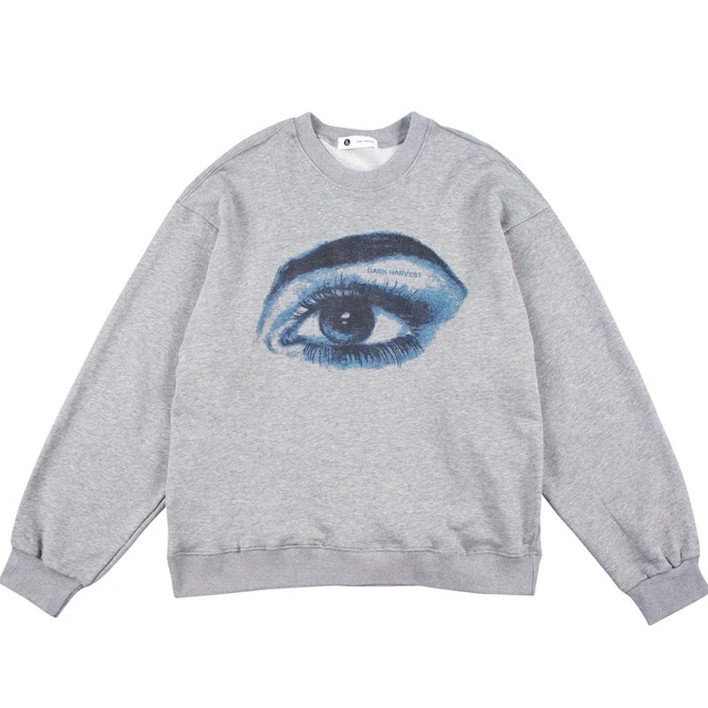 

Толстовка мужская с принтом «синие глаза», простой свитшот в американском стиле для ленивых, уличная одежда оверсайз в стиле хип-хоп, Повсед...
