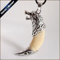 punk fashion brave men wolf tooth spike pendant real bone tooth necklace women men jewelry tooth amulet pendant necklace ly902