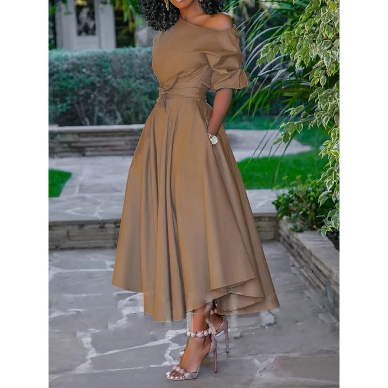 Сексуальное платье с открытыми плечами длинное женское летнее повседневное