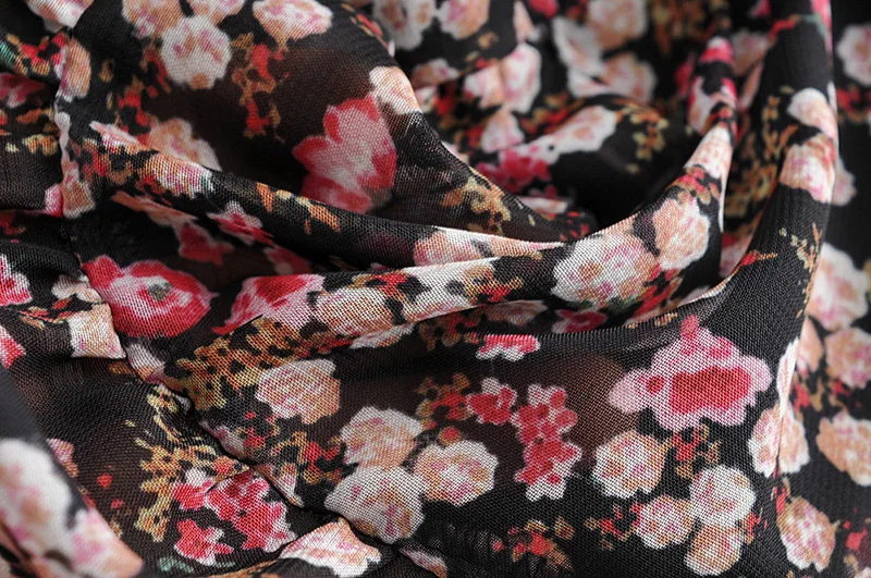 

Bohemian floral print Pleated Dress long sleeve women's beach dress blouse shirt women clothes Floral Shirts Button Loose casual