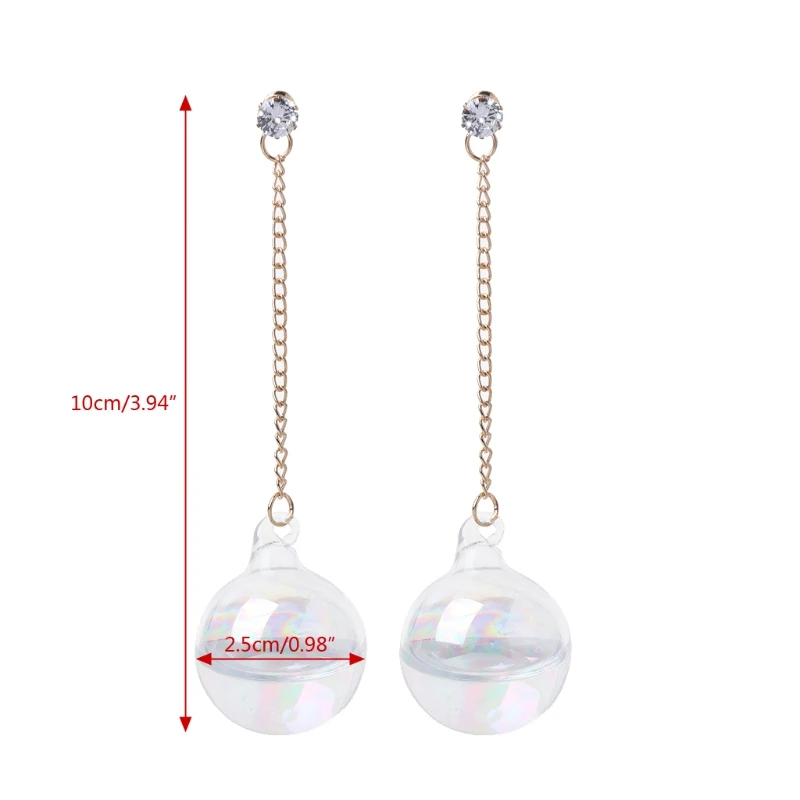 

2021 New Shiny AB Transparent Bubble Ball Glass Water Inside Drop Earrings For Women 2020 trend