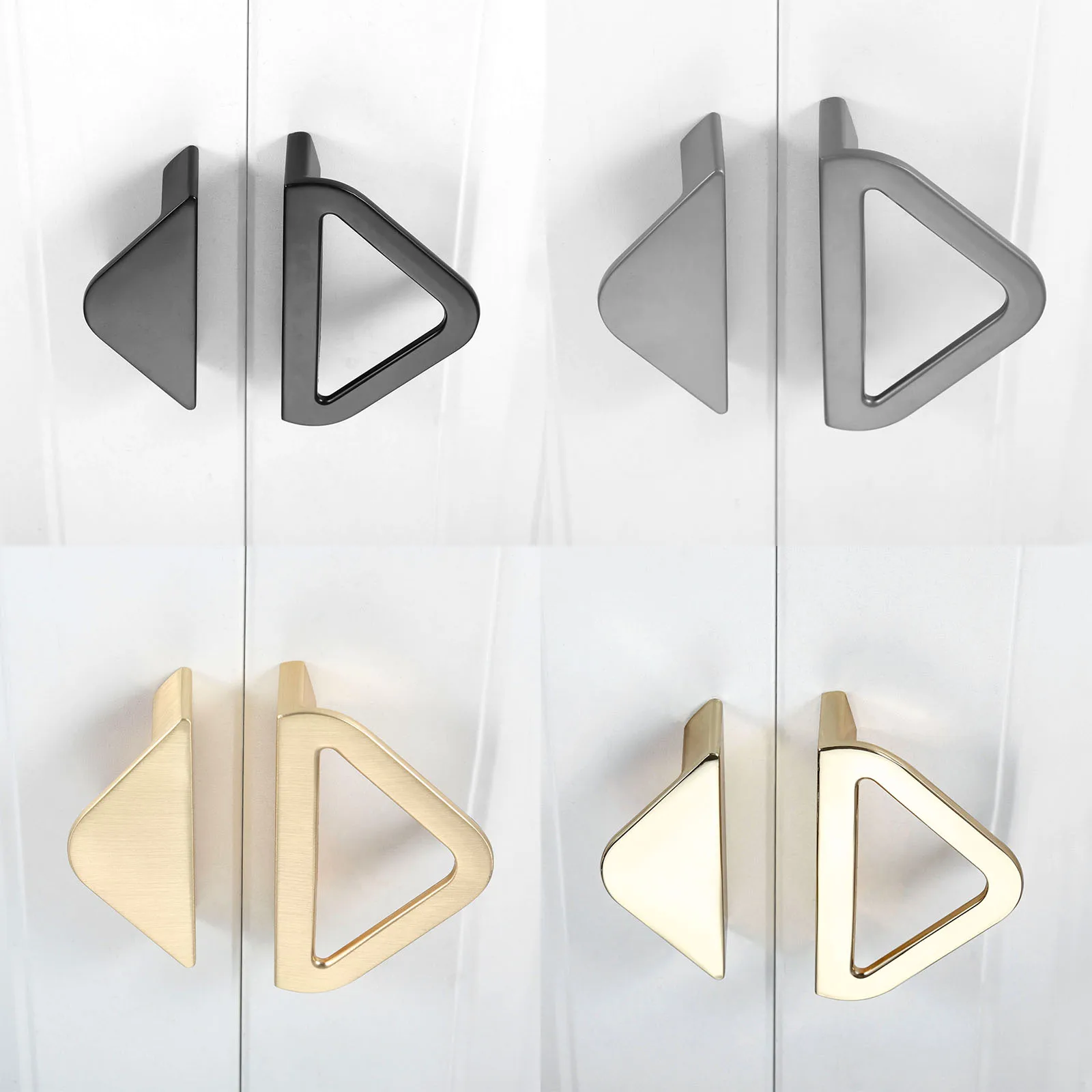 

1Pair Drawer Knob Zinc Alloy Asymmetric Cabinet Handles 64mm Door Pull Gold/Black/Gray Furniture Handles