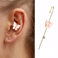 new fashion zircon butterfly stud earring for woman heart circle flower cross piercing cuff climber ear hook jewelry girls gift