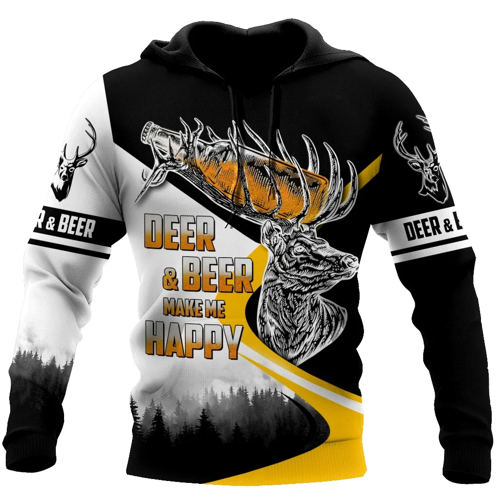 Весна-Осень 2022 мужская толстовка с длинным рукавом топ 3D принтом в виде оленя