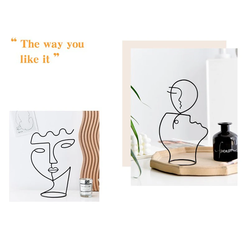 

Абстрактный герой скульптура Искусство Декор скандинавский Металл черная линия Ручной Работы Фигурка